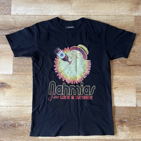 Nahmias Fine Wine & Sunshine T-Shirt – Black Graphic Tee, Size S - Picture 1 of 4